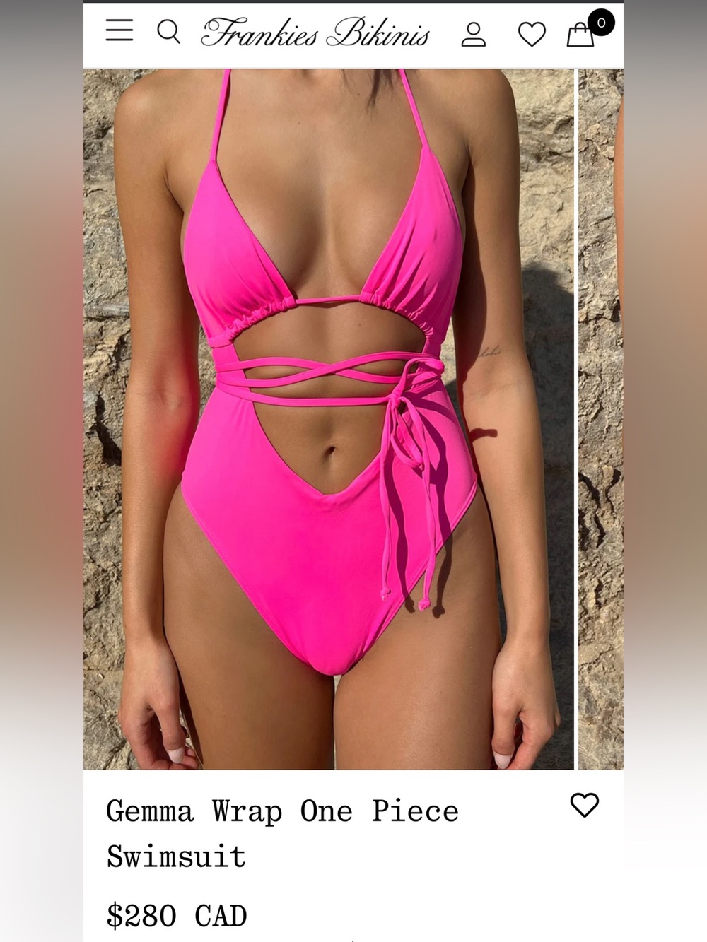 Frankie's Bikinis Hot Pink Wrap One-Piece Swimsuit Size M